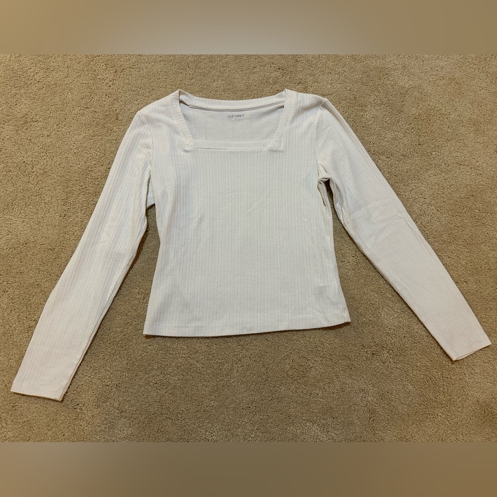 Old Navy square neck long sleeve, white, M